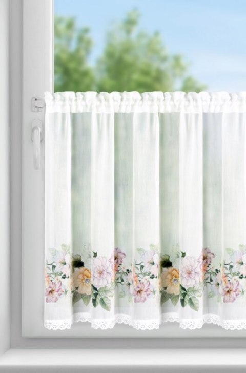 FIRANA GOTOWA FLOWERY NA TAŚMIE 150 X 60 CM BIAŁY