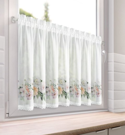FIRANA GOTOWA FLOWERY NA TAŚMIE 150 X 60 CM BIAŁY