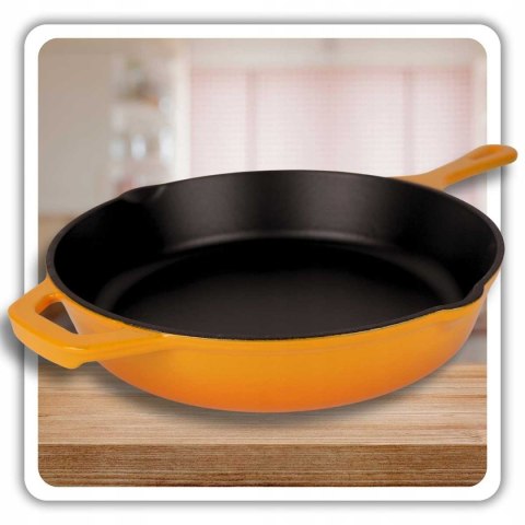 EMALIOWANA PATELNIA ŻELIWNA 26cm HAGE MUSZTARDOWA