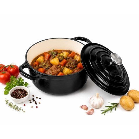 EMALIOWANY GARNEK ŻELIWNY 24cm 4,2L CZARNY 7758