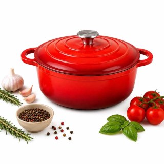 EMALIOWANY GARNEK ŻELIWNY 24cm 4,2L CZERWONY 7708