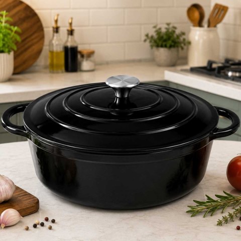 EMALIOWANY GARNEK ŻELIWNY 28cm 5,9L CZARNY 7729