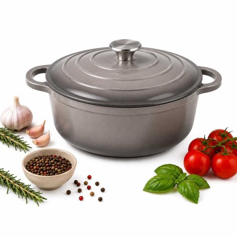 EMALIOWANY GARNEK ŻELIWNY 28cm 5,9L SZARY 7721