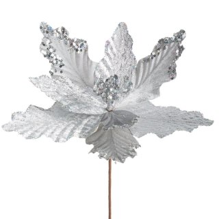 KWIAT ŚWIĄTECZNY 305 O 26 CM SREBRNY