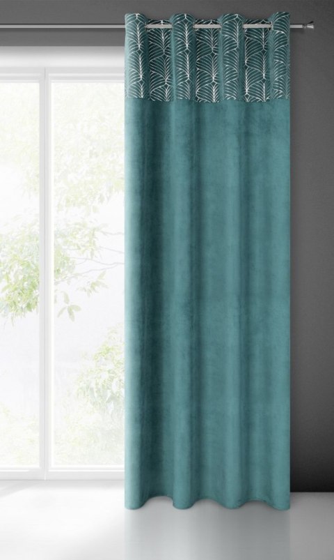 Zasłona z miękkiego welwetu Lindi 140x250 cm kolor turkusowy przelotki