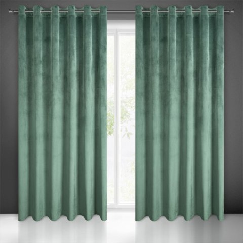 Zasłona z miękkiego welwetu Melanie 215x250 cm kolor zielony przelotki
