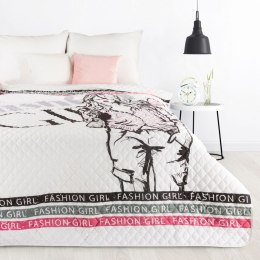 Narzuta dekoracyjna na łóżko N DORA 170X210 kolor Biały + Róż