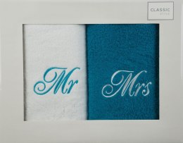 Komplet Ręczników MR MRS 2 70 Kolor Biały Turkusowy