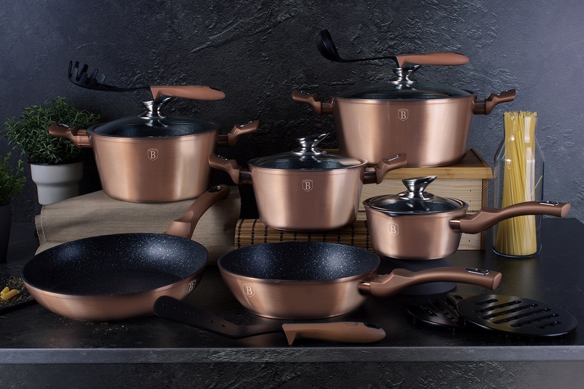 ZESTAW GARNKÓW GRANITOWYCH BERLINGER HAUS BH-7034 ROSE GOLD 18 ELEM. ZESTAW GARNKÓW GRANITOWYCH BERLINGER HAUS BH-7034 ROSE GOLD 18 ELEM.