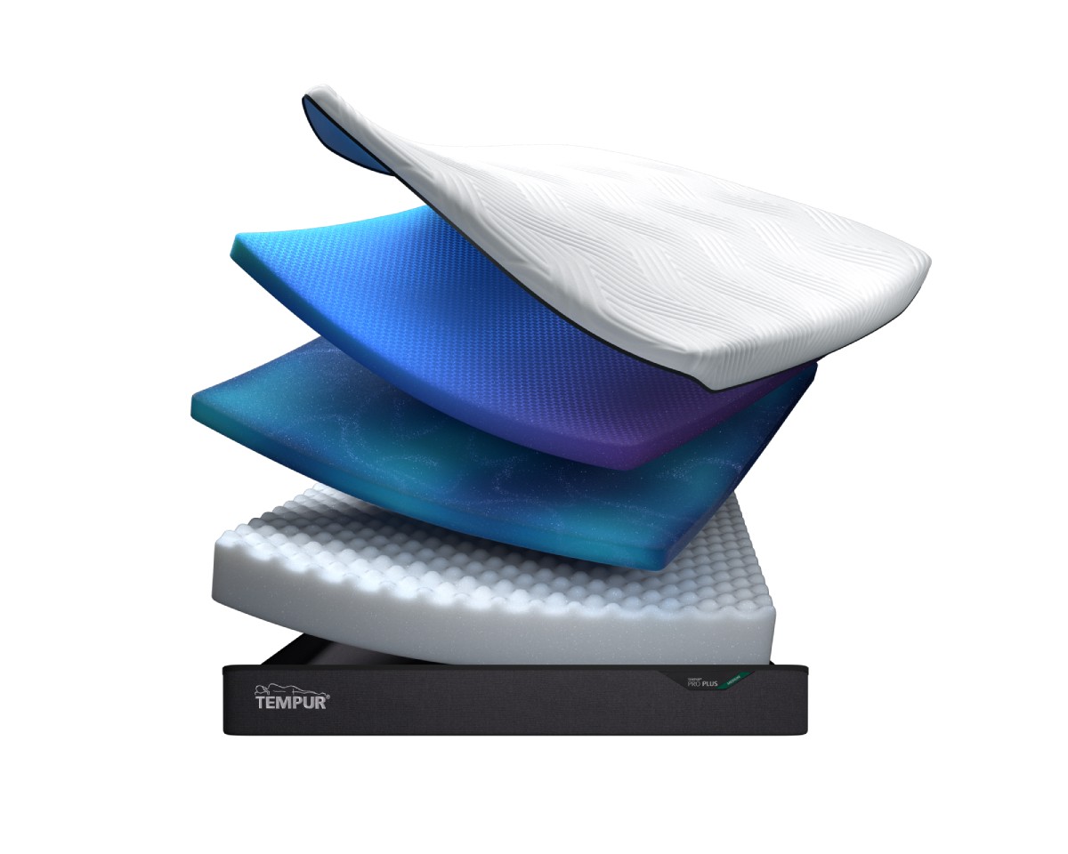 Wizualizacja przekroju materaca TEMPUR pro luxe – kilka warstw pianki...